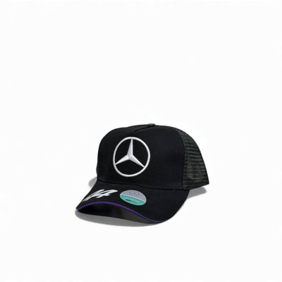 🧢 Mercedes-Benz Black Mesh Trucker Cap – Classic Star Logo Edition