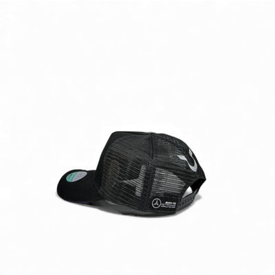 🧢 Mercedes-Benz Black Mesh Trucker Cap – Classic Star Logo Edition