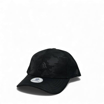 🧢 Moncler Black Camo Minimal Logo Cap – Luxury Shadow Edition