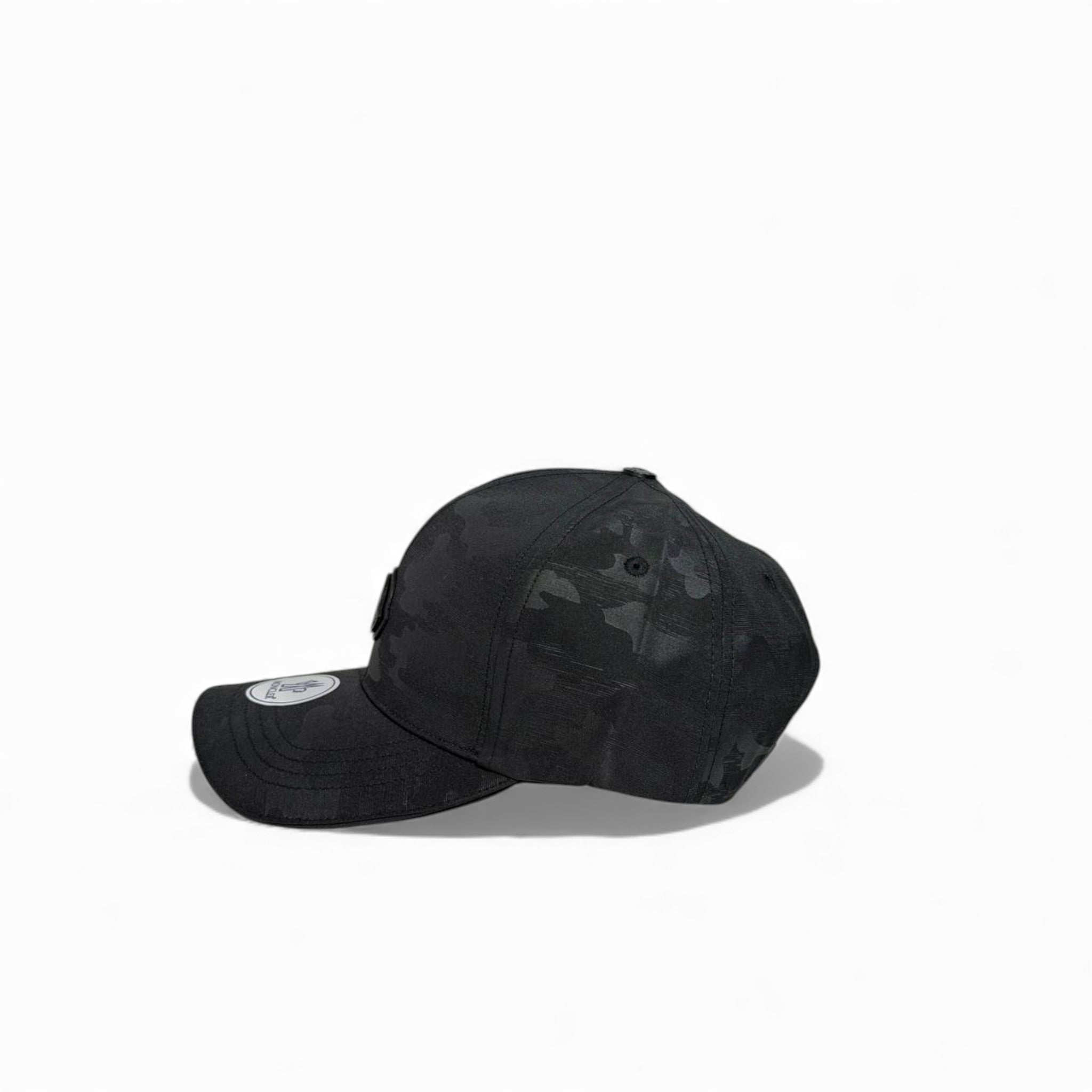 🧢 Moncler Black Camo Minimal Logo Cap – Luxury Shadow Edition
