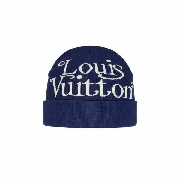 🧢 Louis Vuitton Blue Signature Beanie – Luxury Winter Icon