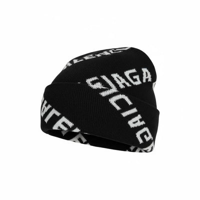 🧢 Balenciaga Black All-Over Wrap Logo Beanie – Premium Winter Streetwear 🖤✨