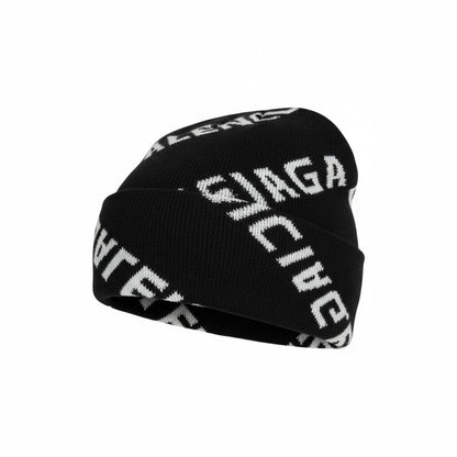 🧢 Balenciaga Black All-Over Wrap Logo Beanie – Premium Winter Streetwear 🖤✨