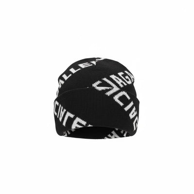 🧢 Balenciaga Black All-Over Wrap Logo Beanie – Premium Winter Streetwear 🖤✨