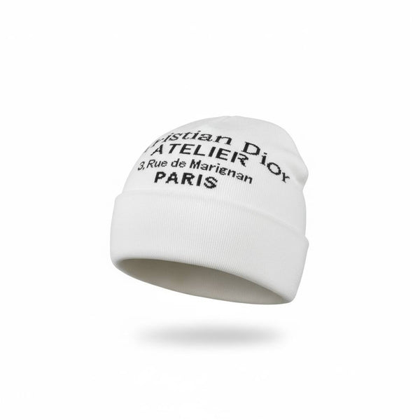 🤍 Christian Dior Atelier White Beanie – Paris Edition | Luxury Winter Knit Hat ❄️✨