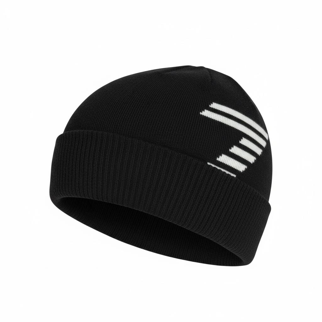 Emporio Armani Black Knit Beanie 🖤 | Minimal White Logo | Premium Winter Hat