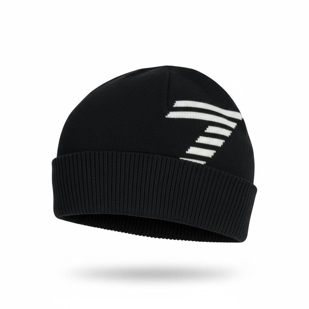 Emporio Armani Black Knit Beanie 🖤 | Minimal White Logo | Premium Winter Hat