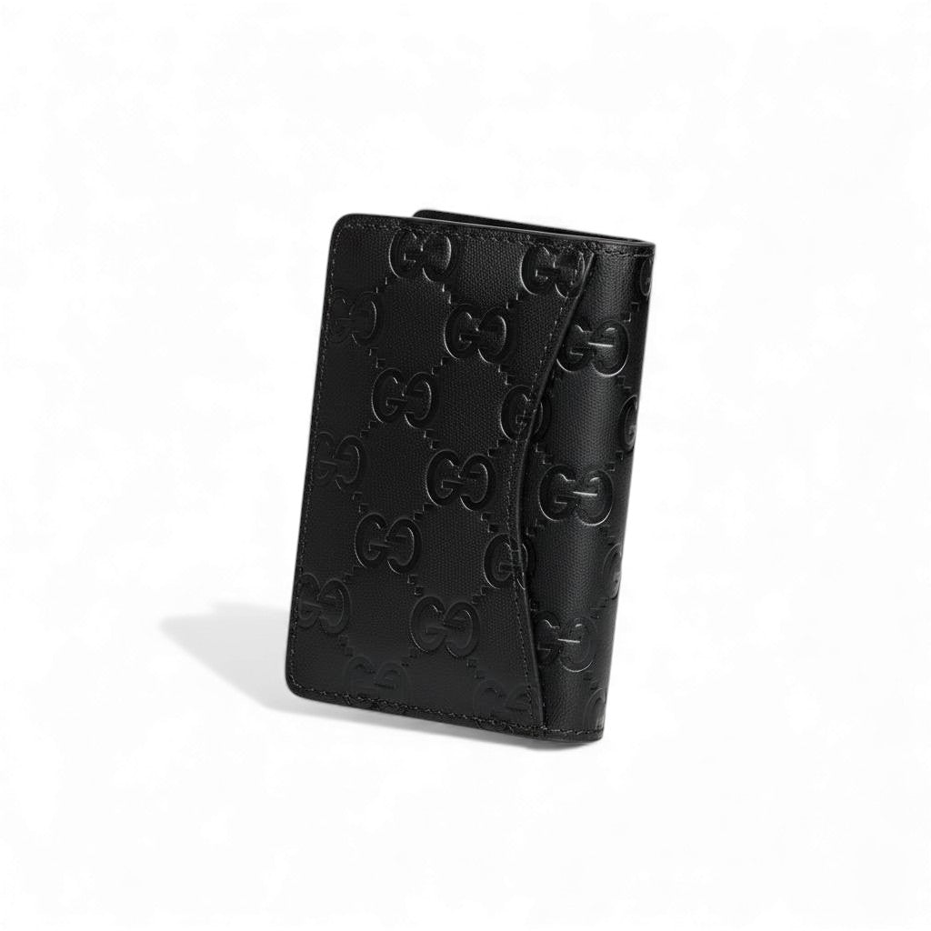 🖤 Gucci Black Embossed Leather Card Holder | Luxury Minimalist Wallet ✨