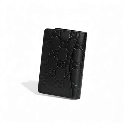 🖤 Gucci Black Embossed Leather Card Holder | Luxury Minimalist Wallet ✨