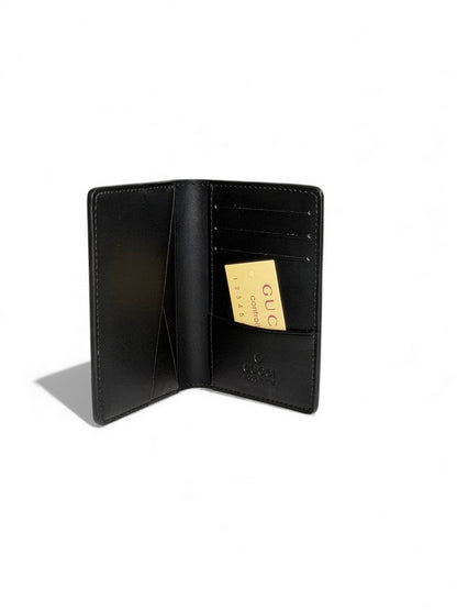 🖤 Gucci Black Embossed Leather Card Holder | Luxury Minimalist Wallet ✨