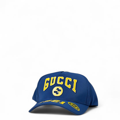 💙 Gucci 1921 Blue & Yellow Cap – Retro Sport Heritage Style