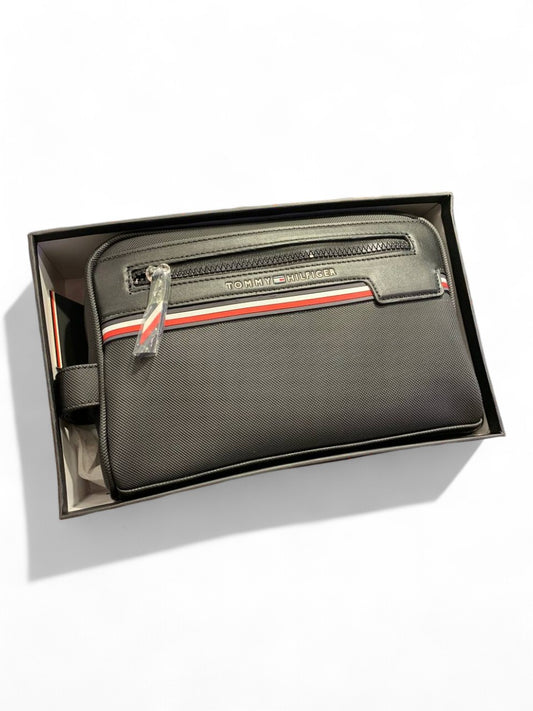 Tommy Hilfiger Black Pouch with Signature Accent