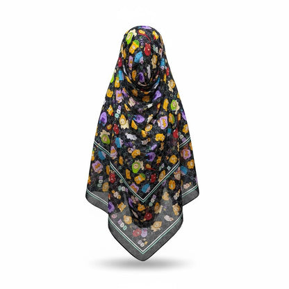 🖤 Gucci Cartoon Monogram Scarf & Hijab – Playful Luxury Designer Shawl ✨