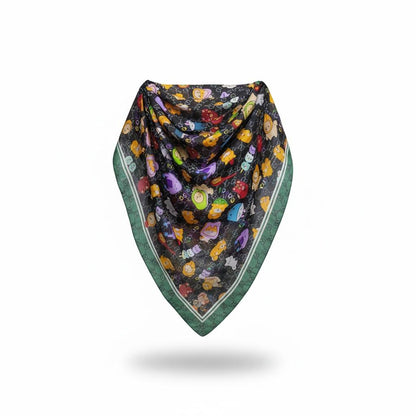 🖤 Gucci Cartoon Monogram Scarf & Hijab – Playful Luxury Designer Shawl ✨
