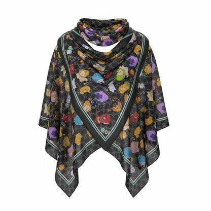 🖤 Gucci Cartoon Monogram Scarf & Hijab – Playful Luxury Designer Shawl ✨