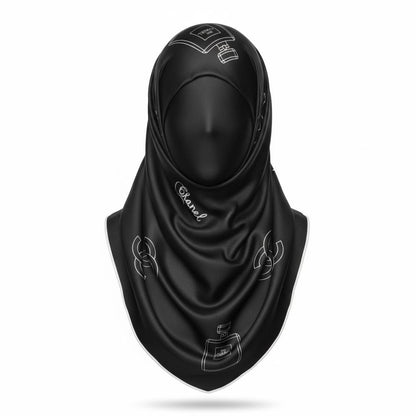 🖤 Chanel Perfume Print Scarf & Hijab – Elegant Designer Silk Shawl ✨