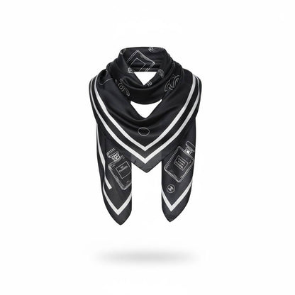🖤 Chanel Perfume Print Scarf & Hijab – Elegant Designer Silk Shawl ✨