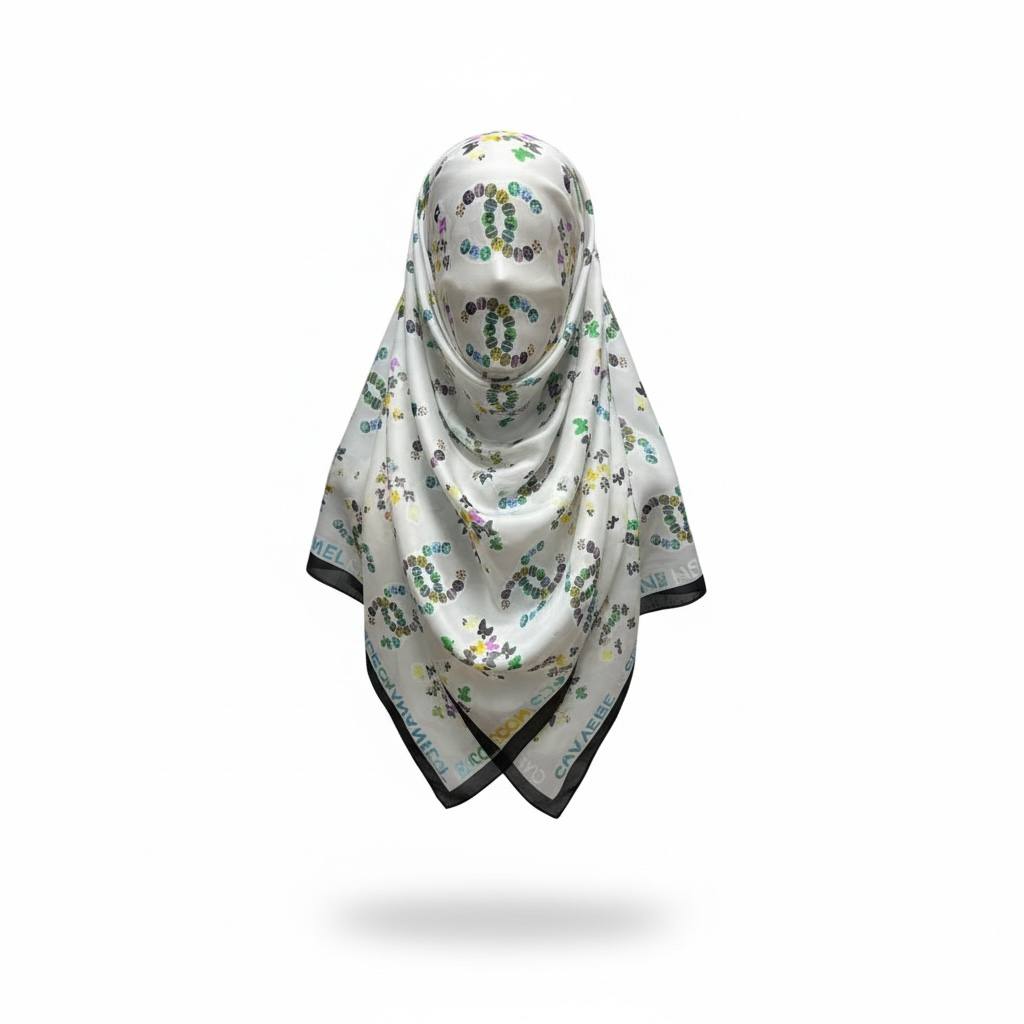 🌸 Louis Vuitton Floral Monogram Scarf & Hijab – Elegant Designer Shawl ✨
