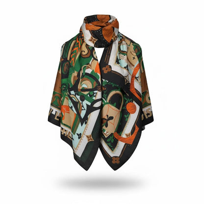 🌿 Louis Vuitton Artistic Monogram Scarf & Hijab – Luxury Designer Statement Shawl ✨