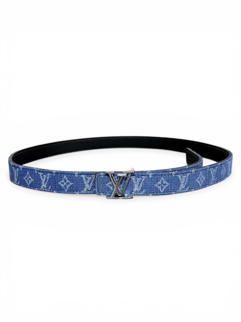 🔷 Louis Vuitton Denim Monogram Belt – LV Silver Buckle Luxury Belt ✨