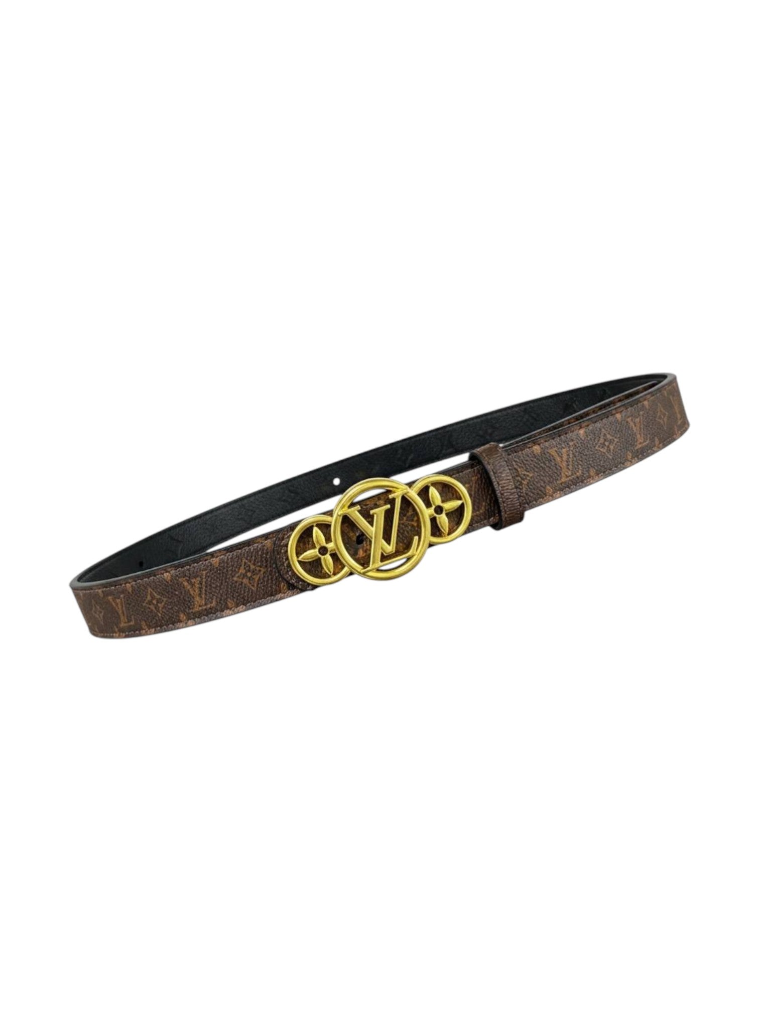 ✨ Louis Vuitton Monogram Belt – LV Circle Floral Gold Buckle Luxury Belt 🤎