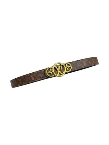 ✨ Louis Vuitton Monogram Belt – LV Circle Floral Gold Buckle Luxury Belt 🤎