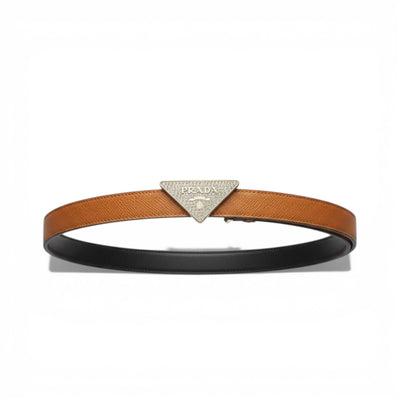 ✨ Prada Triangle Logo Belt – Elegant Designer Leather Belt 🤎