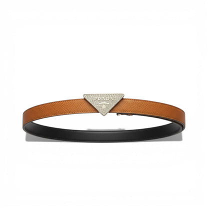 ✨ Prada Triangle Logo Belt – Elegant Designer Leather Belt 🤎