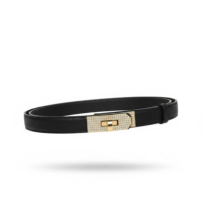 ✨ Hermès Crystal Kelly Lock Leather Belt – Black Luxury Designer Belt 🖤