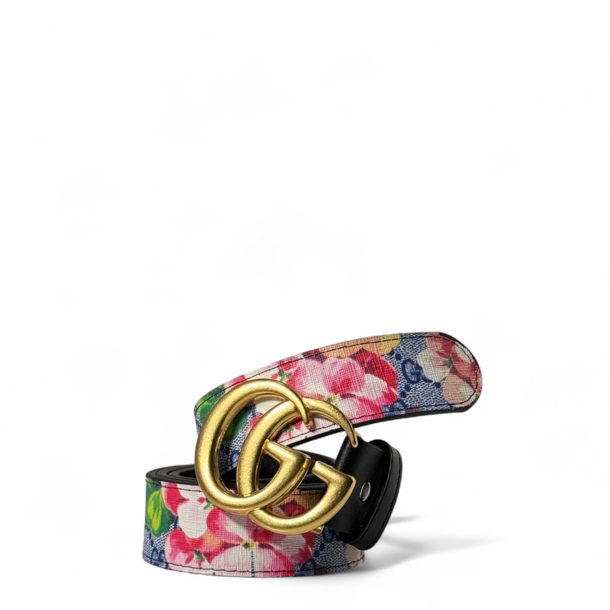 🌸 Gucci Floral Canvas Belt – Gold GG Buckle (115 cm) | Statement Luxury 🌸