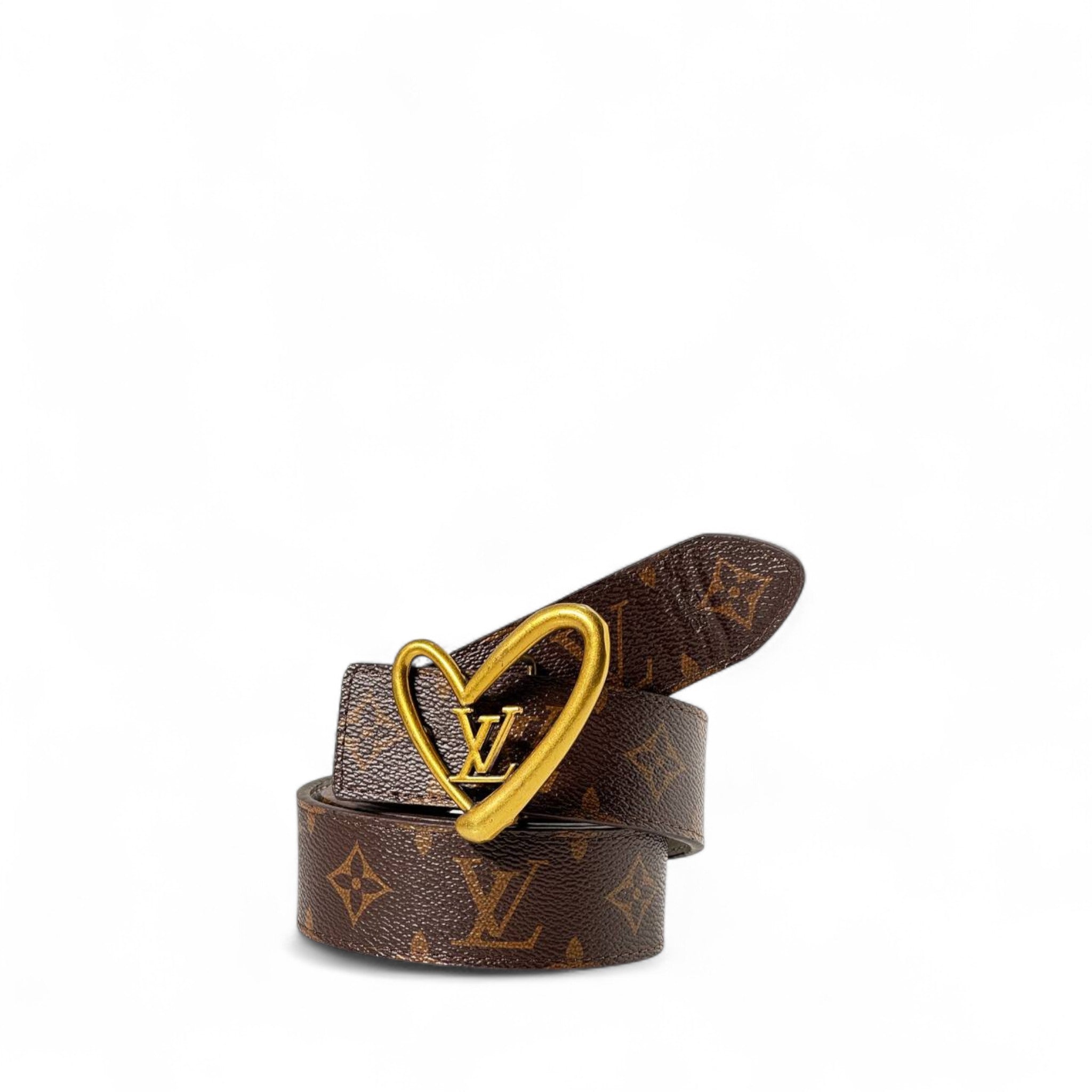 🤎 Louis Vuitton Monogram Heart Belt – Gold LV Heart Buckle (125 cm)