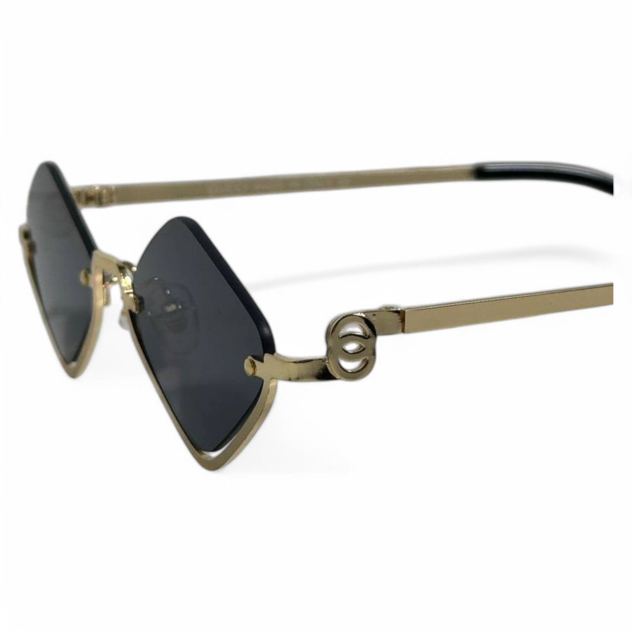Gucci Rimless Hexagonal Gold Sunglasses