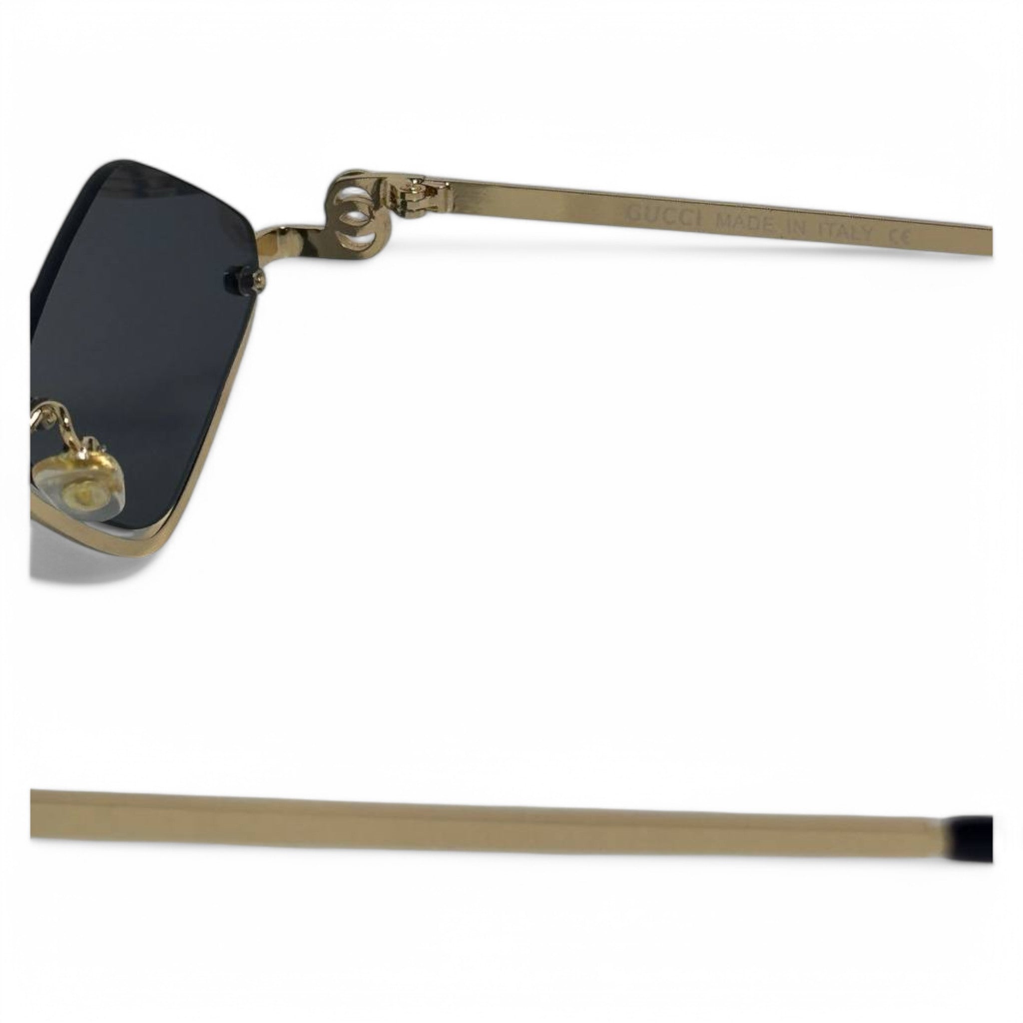 Gucci Rimless Hexagonal Gold Sunglasses