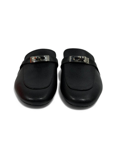 🔥 Hermès-Inspired Leather Mules – Black Luxury Edition 🔥