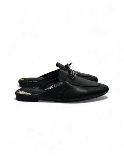 🔥 Hermès-Inspired Leather Mules – Black Luxury Edition 🔥
