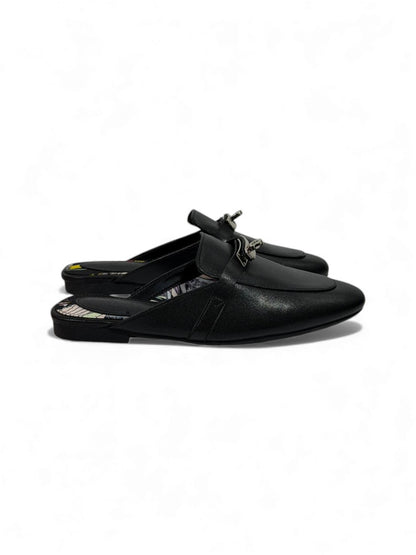 🔥 Hermès-Inspired Leather Mules – Black Luxury Edition 🔥