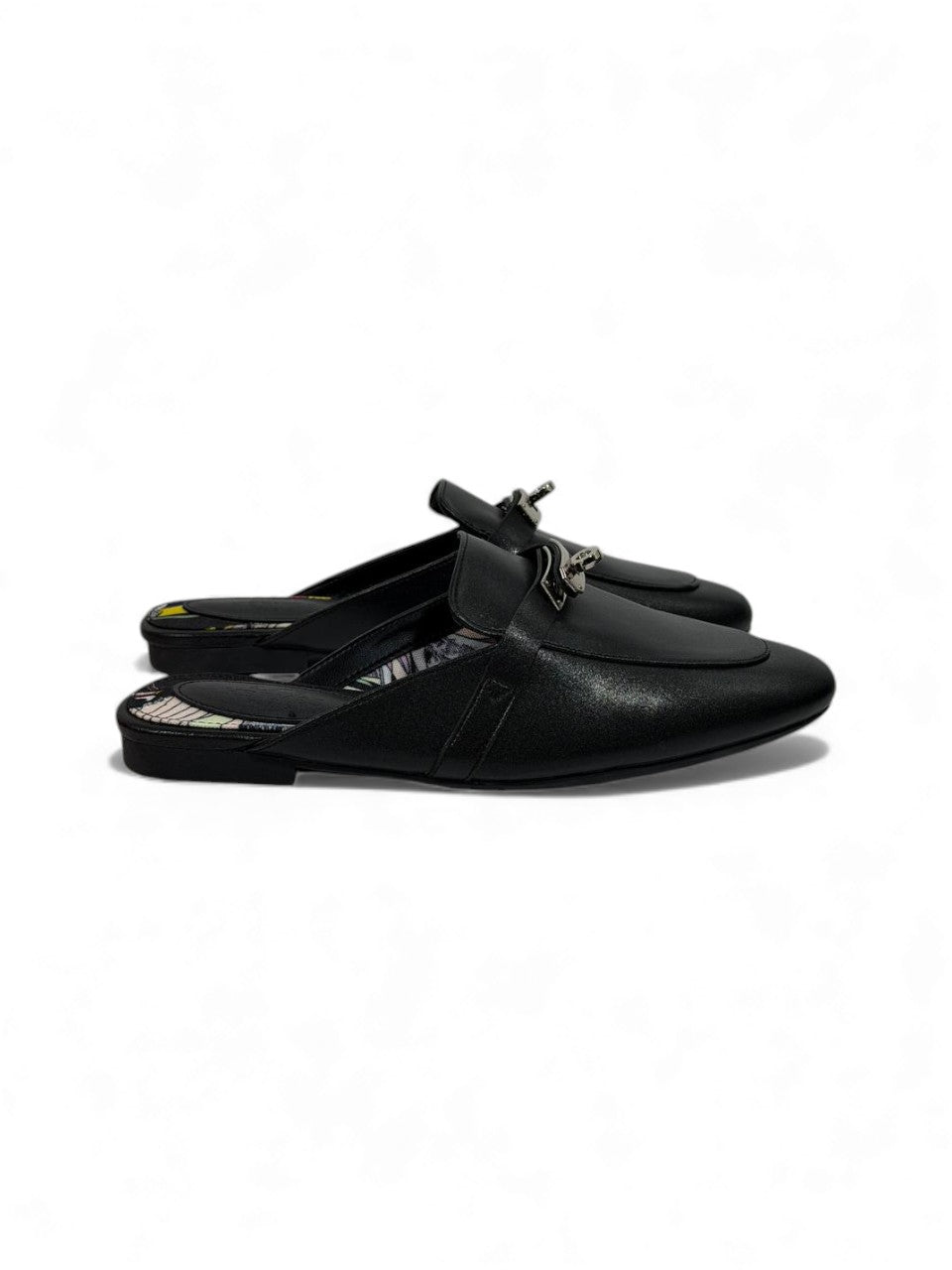 🔥 Hermès-Inspired Leather Mules – Black Luxury Edition 🔥
