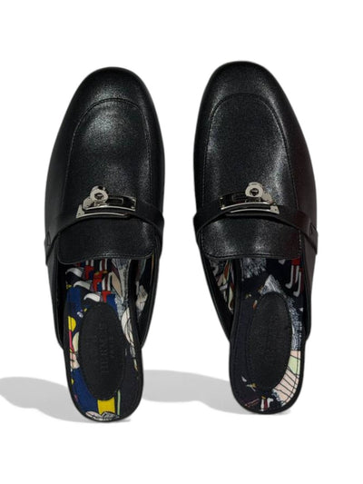 🔥 Hermès-Inspired Leather Mules – Black Luxury Edition 🔥