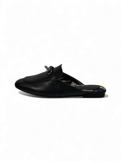 🔥 Hermès-Inspired Leather Mules – Black Luxury Edition 🔥