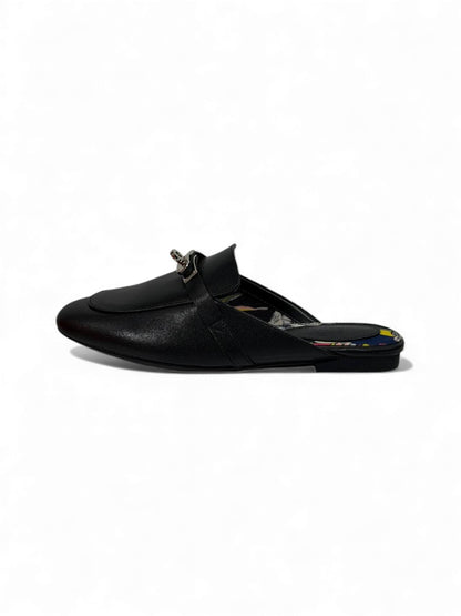 🔥 Hermès-Inspired Leather Mules – Black Luxury Edition 🔥