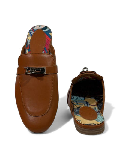 🔥 Hermès-Inspired Leather Mules – Caramel Brown Edition 🔥