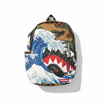 🔥 Sprayground Great Wave Camo Shark Backpack – Limited Street Art Edition 🔥