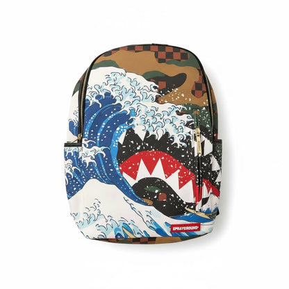 🔥 Sprayground Great Wave Camo Shark Backpack – Limited Street Art Edition 🔥