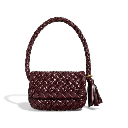 🔥 Bottega Veneta Handmade Woven Shoulder Bag – Burgundy Artisan Edition 🔥