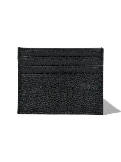 🔥 Hermès-Inspired Black Leather Card Holder – Perforated H Edition 🔥