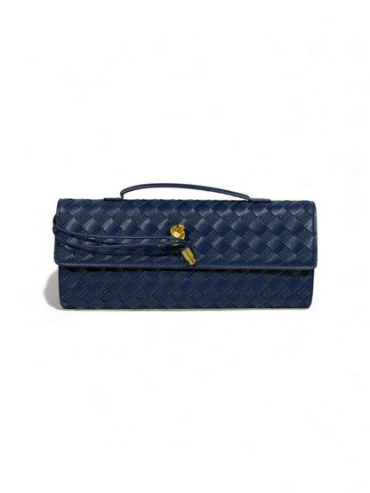 🔥 Bottega Veneta Inspired Woven Clutch – Navy Luxe Edition 🔥