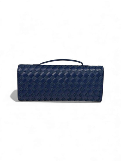 🔥 Bottega Veneta Inspired Woven Clutch – Navy Luxe Edition 🔥