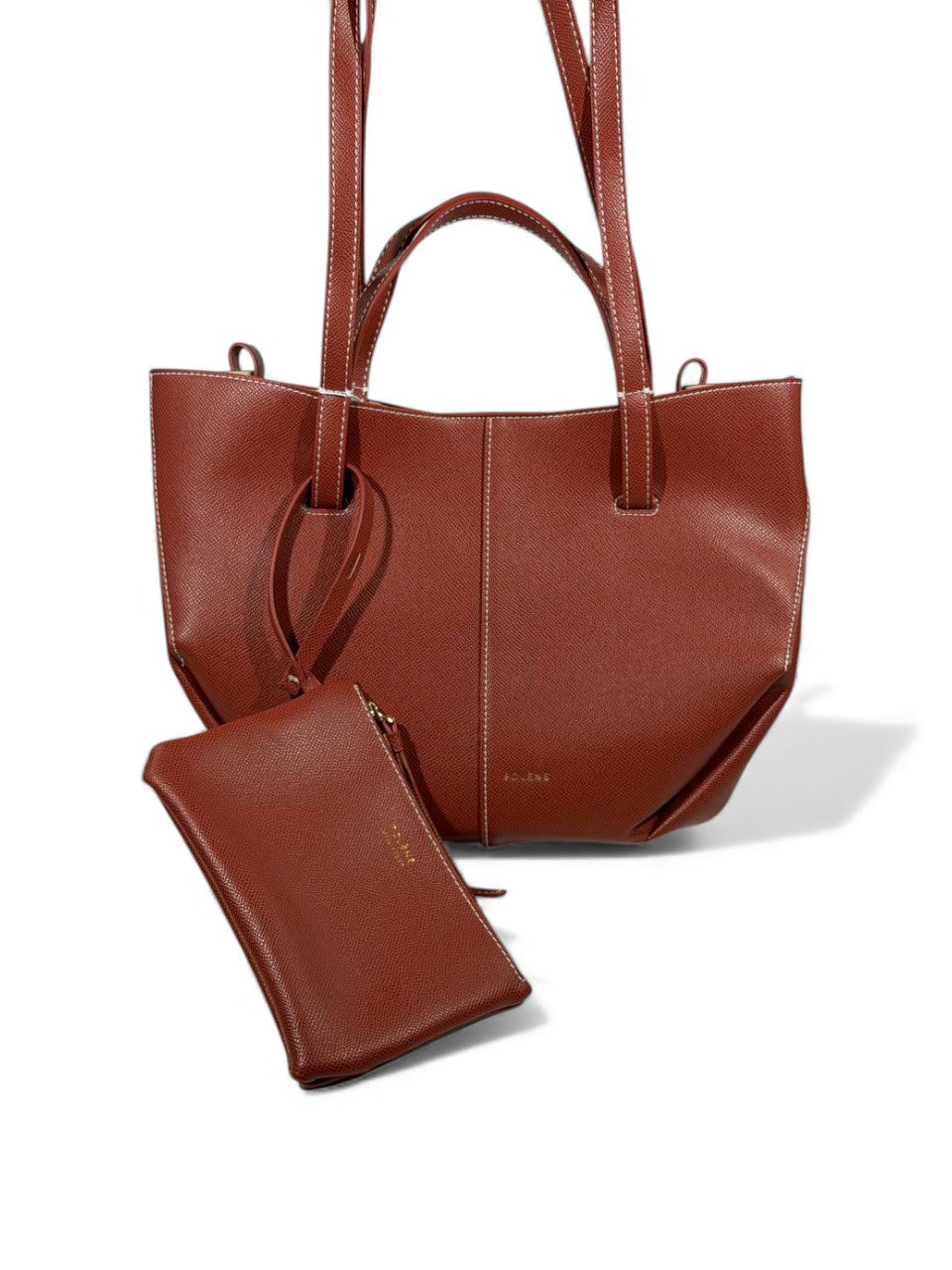 🔥 Polène Paris Inspired Tote Bag – Brown Minimalist Edition (with Pouch) 🔥