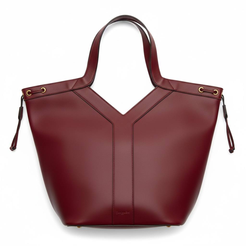 👜 Saint Laurent Inspired Luxury Tote – Burgundy Structured Chic Bag
