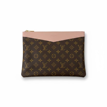 👜 Louis Vuitton Inspired Monogram Clutch – Pink Trim Edition